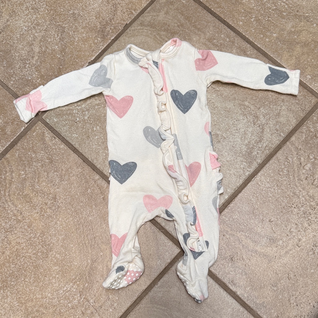 Newborn Onesie Heart Print With Ruffle Bum